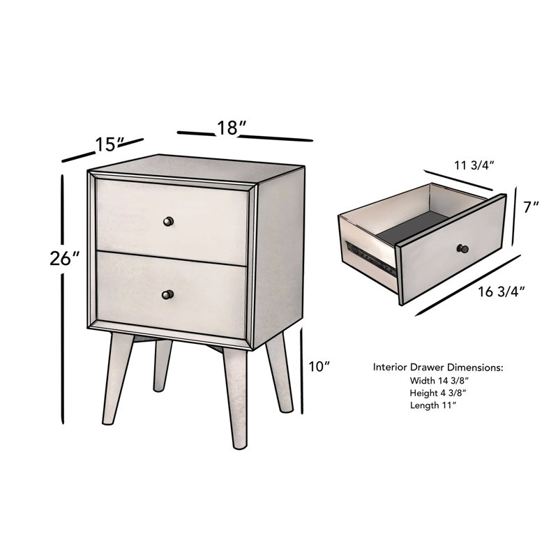 AllModern Williams 2Drawer Nightstand & Reviews Wayfair